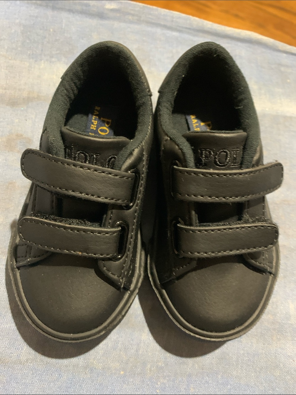 New Polo by Ralph Lauren Kids Black Dual Velcro Sneakers